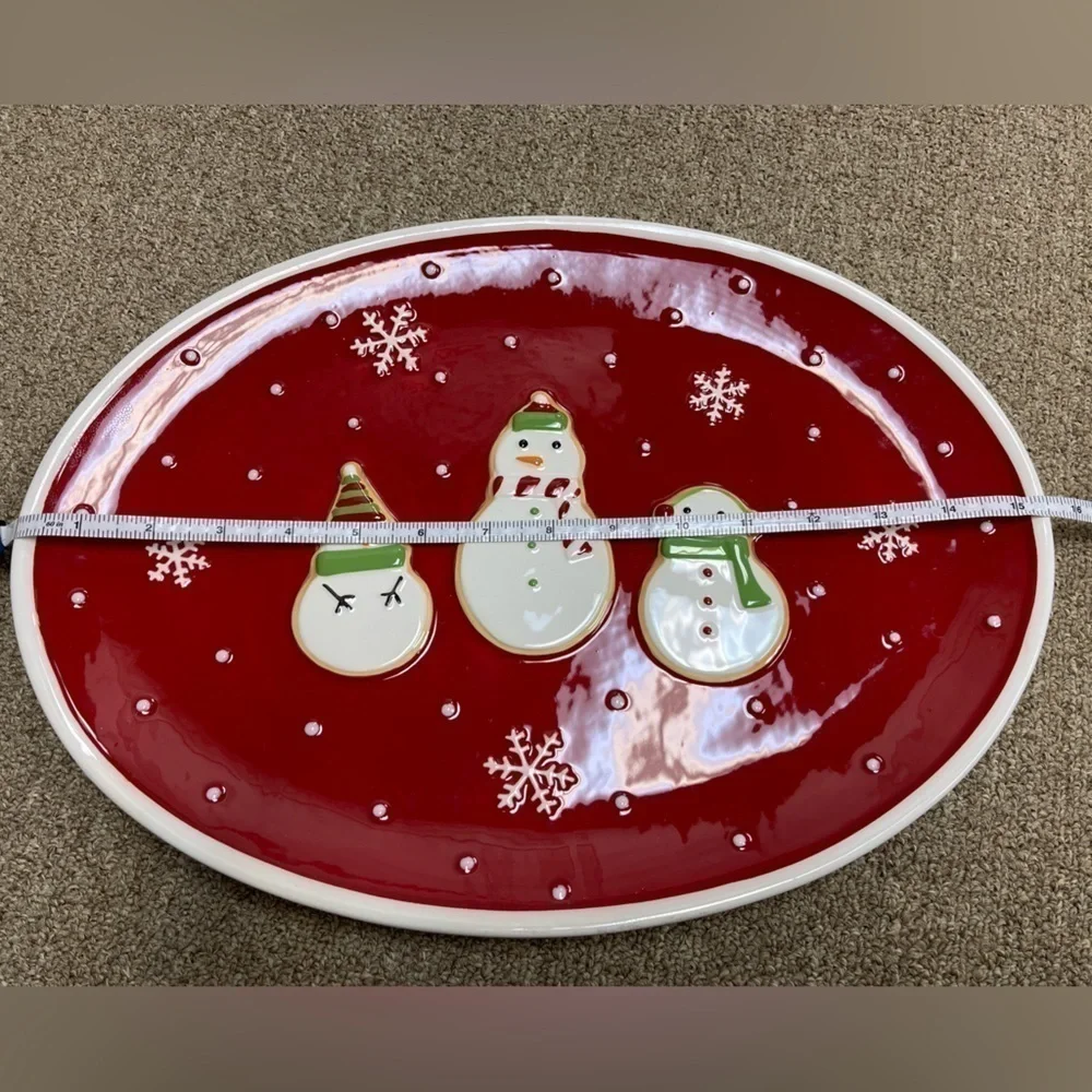 RETIRED Hallmark: Christmas Holiday Snowman Serving Platter
